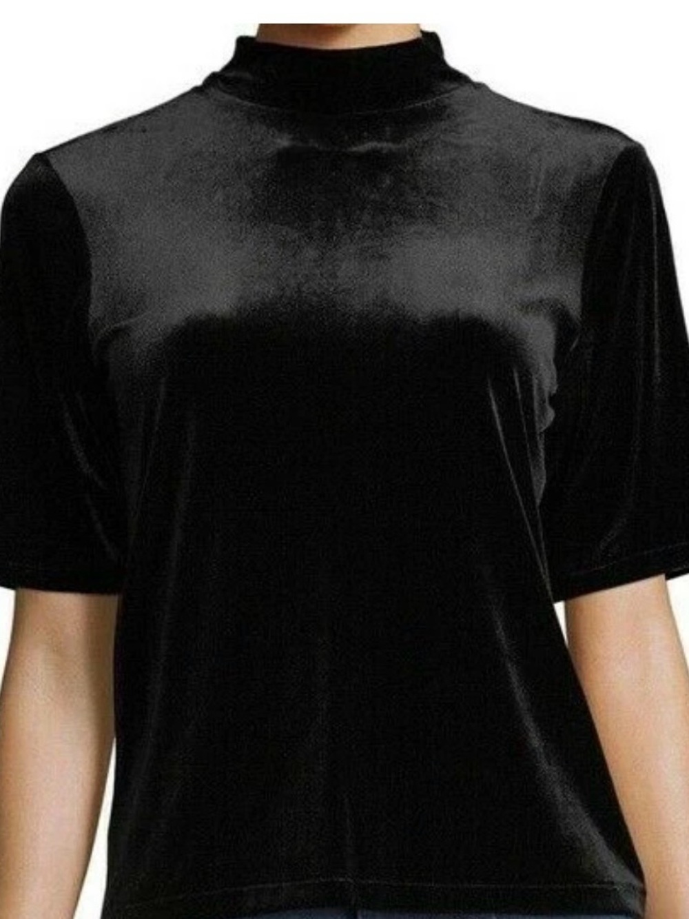 Rag & Bone Thea Top Black Velvet Mock Neck Blouse